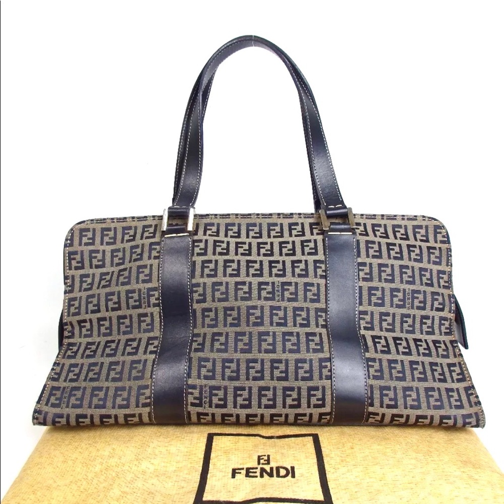 Auth FENDI Zuccino Canvas Handbag - Picture 1 of 7